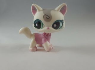 Littlest Pet Shop Lpso White And Grey Poof Tail Walking Kitty Cat 1699
