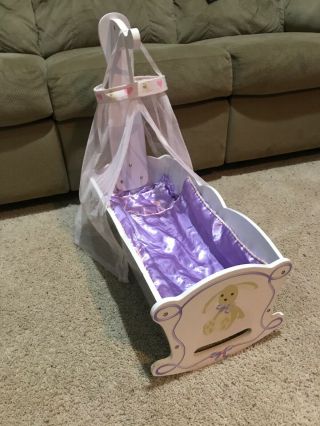 Baby Doll Infant Cradle Rocker Bed Toy For Kid Child Toddler Play Bassinet Crib
