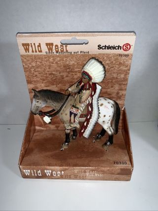 Rare 2005 Schleich Wild West Series Sioux Indian Chief On Horse Figure 70300