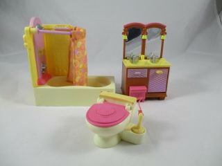 Fisher Price Loving Family Dollhouse Bathroom Tub Toilet Sink Doll House
