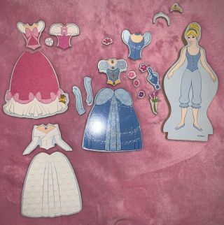 Melissa & Doug Disney Cinderella Magnetic Dress Up Wooden Doll Accessories Girl 2