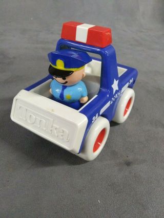 Vintage Mini Tonka Junior Blue Plastic Police Car Truck With Policeman