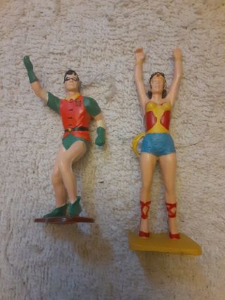 Vtg 3.  5 " Wonder Woman & Robin Figure 1966 Ideal Justice League Batman Playset