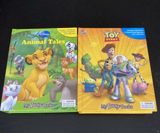 2 Disney Pixar My Busy Books Toy Story Animal Tales Lion King Figures