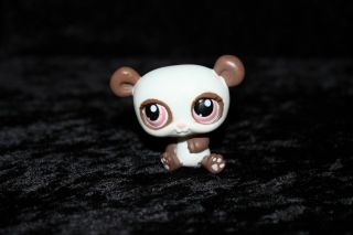 Littlest Pet Shop 414 Panda Bear White Brown Orange Dot Eyes