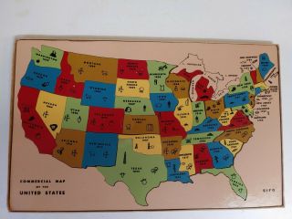 VINTAGE SIFO TOYS - UNITED STATES MAP WOODEN PUZZLE - COMPLETE 2