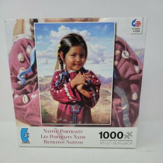 Ceaco Native American Portraits Little Girl Puzzle Indian 1000 Piece 2013 Rare