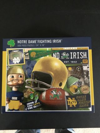 Pre Owned White Mountain Puzzle 500 Piece Notre Dame Fighting Irish Item 950455