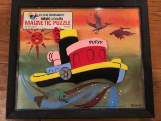 Vintage Child Guidance Inlaid Magnetic Puzzle Puffy The Tugboat