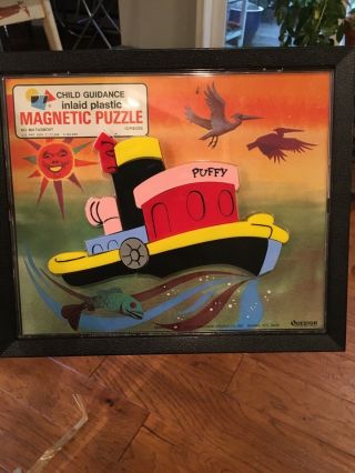 Vintage child guidance inlaid magnetic puzzle puffy the tugboat 2
