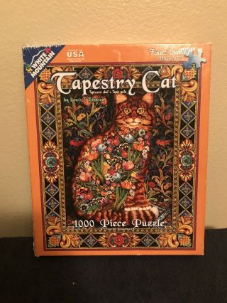 Tapestry Cat 1000 Pc Premium Jigsaw Puzzle By White Mountain,  Complete