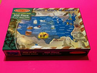 Map Of United States Of America Puzzle 19 " X 27 " Melissa & Doug 500 Piece