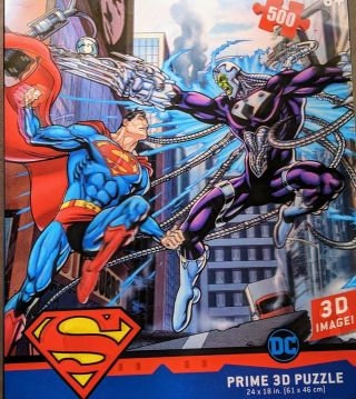 Dc Comics Superman Prime 3d 500 Piece Jigsaw Puzzle With 3d Image On Box 24 X 18