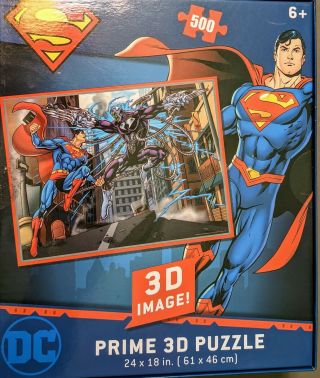 DC Comics Superman Prime 3D 500 Piece Jigsaw Puzzle With 3D Image on Box 24 X 18 2