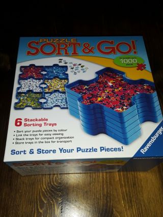 Ravensburger Puzzle Sort & Go 6 Stackable Sorting Trays,  1000 - Piece Puzzle Euc