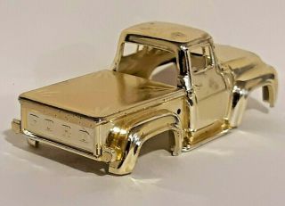 Vintage AFX TEST SHOT 56 Ford Pick - up GOLD CHROME PLATED Rare Aurora HO Slot car 3
