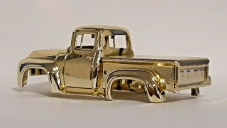 Vintage AFX TEST SHOT 56 Ford Pick - up GOLD CHROME PLATED Rare Aurora HO Slot car 5