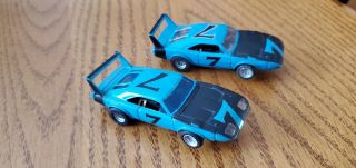 Vtg Aurora Afx Blue 7 Dodge Daytona Charger Slot Cars / Variants X2