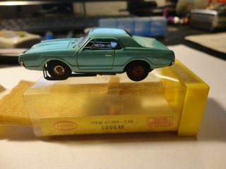 Vintage Ho Slot Car Aurora Tjet Cougar Turquoise W/orig Box And Label