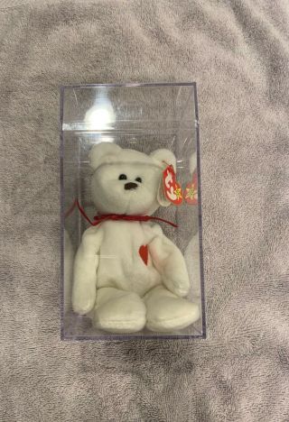 Ty Beanie Baby Valentino Bear W/ Rare Errors (pvc,  Brown Crooked Nose,  Ect. )