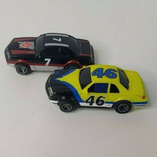 Life - Like Ho Slot Car Two Cars - Yellow/blue 46 Car & Black/red 7 Car