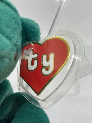 AUTHENTICATED TRUE BLUE BEANS Ty Beanie Baby Teddy Old Face Teal MWMT MQ 3rd/1st 5
