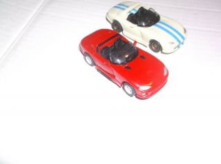 2 - Vintage Tyco Slot Cars Dodge Vipers Hp - 7 Chassis Ho 1/64 Scale
