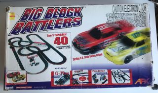 Vintage Tomy Afx Big Block Battlers No.  9802 - Track Complete With 2 Cars Ho Scale