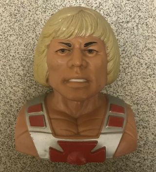 Vintage Masters Of The Universe He - Man Coin Bank Money Box & Stopper Mattel 1984