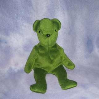 Ty Beanie Baby Teddy (old Face) Green Jade Bear Not Authentic