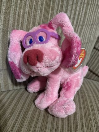 Blues Clues Magenta Ty Beanie Babies Plush Pink Dog With Glasses 2005 Nick Jr Mt