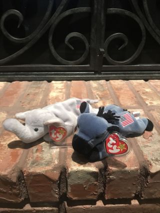 Lefty And Righty Ty Beanie Babies 1996 & 1995