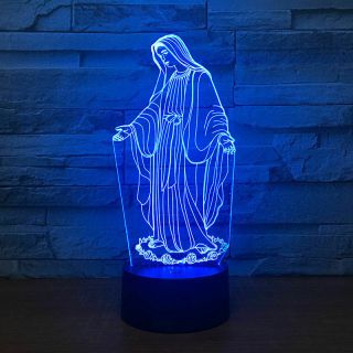 3d Virgin Mary Acrylic Led 7 Colour Night Light Touch Table Desk Lamp Xmas Gift
