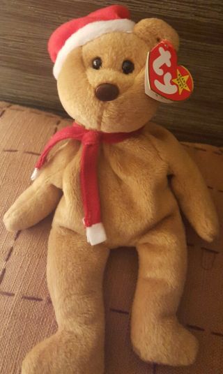 Ty Beanie Baby 1997 Holiday Teddy Bear (1996) - Style 4200 - Rare P.  V.  C.  Pellets 3