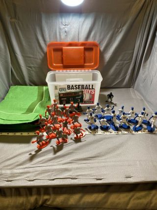 Kaskey Kids Baseball Guys Plastic Toys Field Players Red Blue Umpire Turf