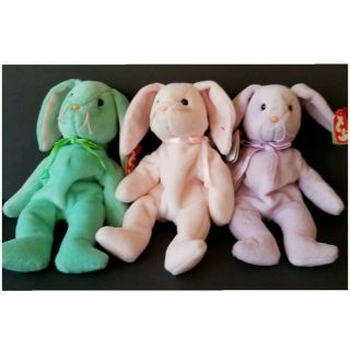 Ty Beanie Babies Bunnies - Set Of 3 - Hippity,  Hoppity & Floppity Rabbits
