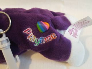 Lisa Frank PLAYTIME CAT PLUSH Purple Beanie w/Heart KEYRING 2