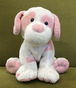Ty Pluffies Baby Pups Plush White Puppy Dog With Pink Spots 2007 Sewn Eyes