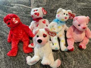 Ty Beanie Babies - Valentine Set Of 5 - 2000 - 2001