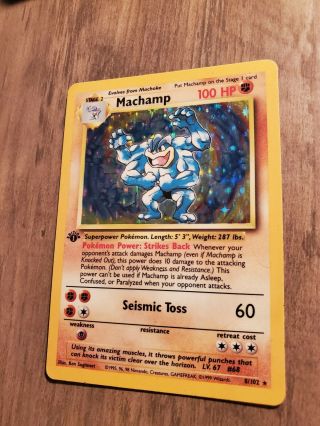 1999 Pokemon 1st Edition Base Set - Machamp - Holo Foil Rare Card 8/102