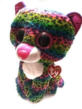 Jumbo Ty Beanie Boos Dotty - Multicolor Leopard Plush 17 " Tags Lisa Frank Style