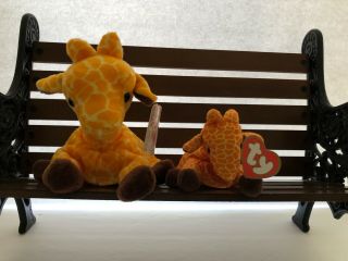 Ty Beanie Baby Twigs Giraffe Pvc Pellets & Teenie Beanie Baby Mwmt Stuffed Toy
