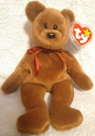 Ty Beanie Baby Teddy Bear 1993 Rare Pvc Pellets Style 4050 Brown Bear Tags