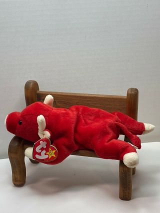 Ty Beanie Baby Snort The Bull W/style Tag Retired Dob: May 15th,  1995 Pvc