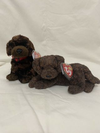Beanie Babies Dogs Fetcher & Muddy - W/ Tags