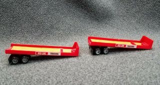 2 Tyco Us 1 Red Line Flat Bed Trailers For Slot Car Track