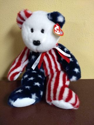 Ty Beanie Buddies Stuffed Plush Patriotic Bear " Spangle "