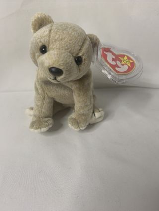 1999 Ty Beanie Baby “almond The Bear” Mc - Rare First Production Tush Tag