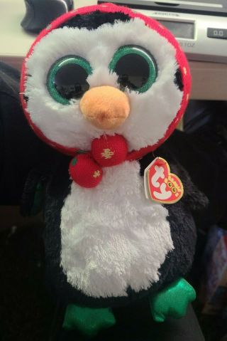 Nwt Ty Beanie Boo Freeze The Penguin Medium 10 - Inch Soft Plush