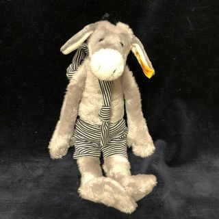 Steiff? Donkey Striped Scarf Swim Trunks Shorts Gray Plush Stuffed Animal Burro